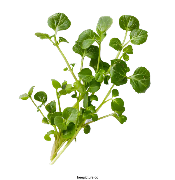 [Transparent Background PNG]Fresh Green Watercress on White Background