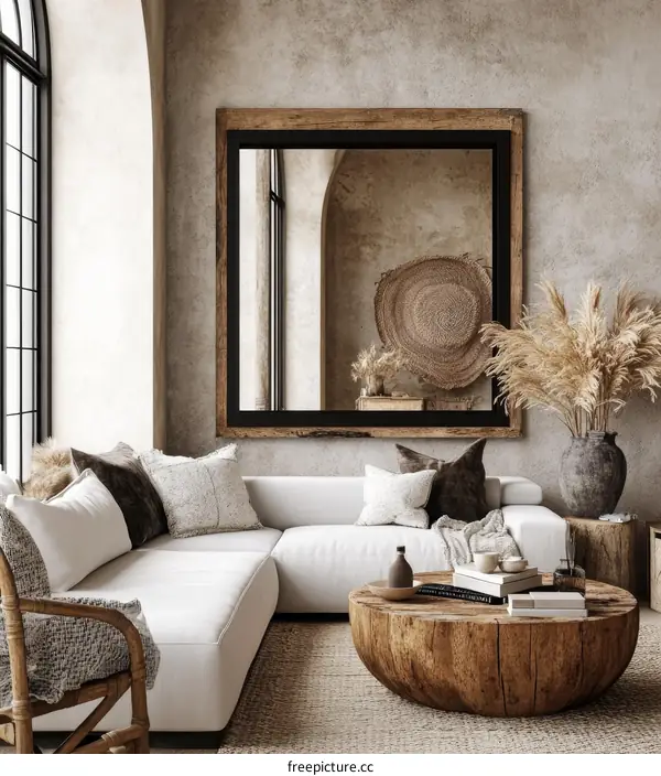 Bohemian Living Room Interior Design Illustration