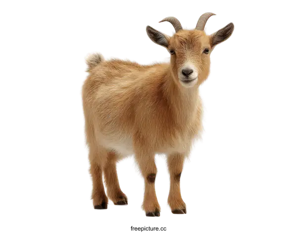 [Transparent Background PNG]Adorable Baby Goat Portrait Against White Background