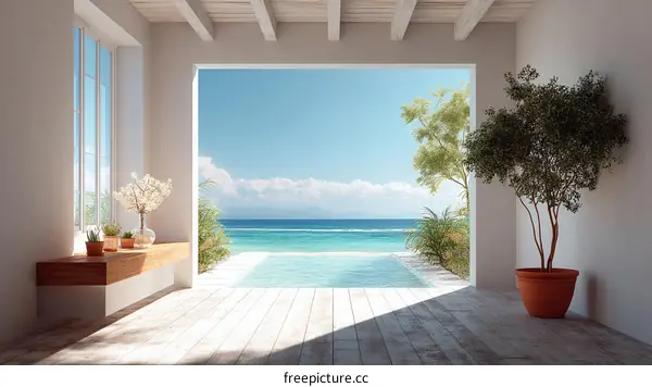 Coastal Indoor Space with Ocean View