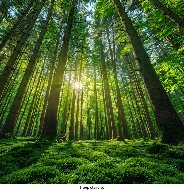 Sun Rays Through Forest Canopy