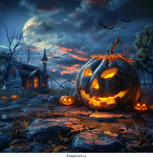 Halloween Pumpkin in a Spooky Night