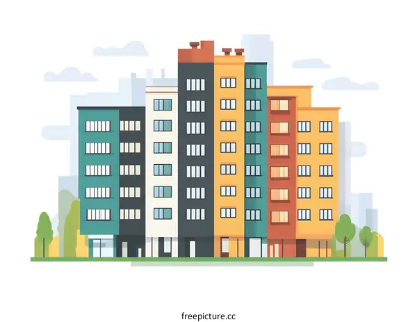 Modern Apartment Buildings Illustration