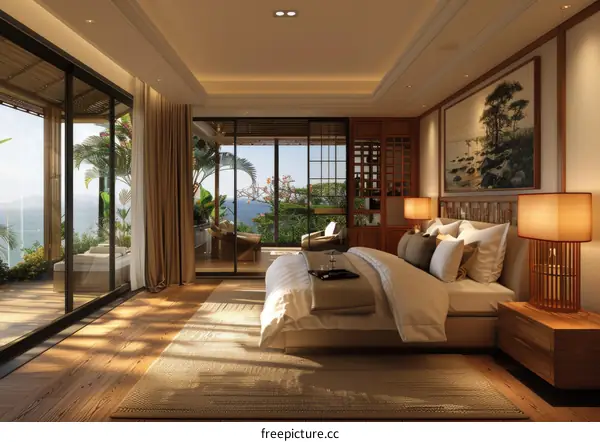 Modern Wooden Bedroom with Panoramic Views