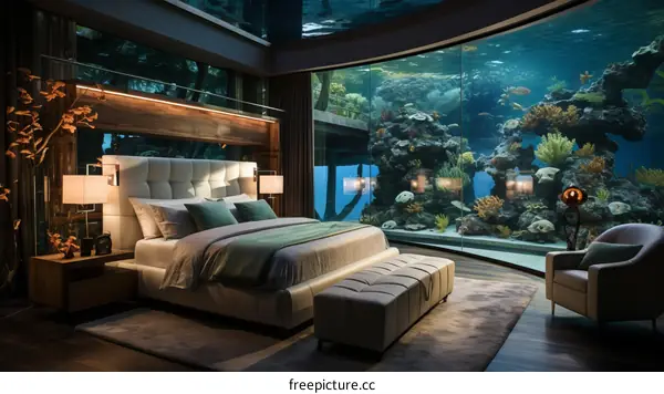 Underwater Bedroom Suite with Panoramic Coral Reef Views