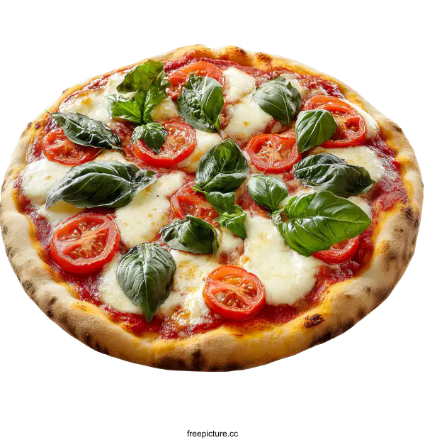 [Transparent Background PNG]Delicious Margherita Pizza with Fresh Herbs