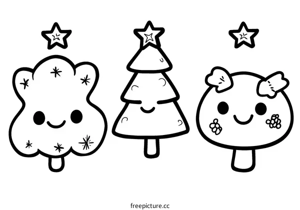 Cute Christmas Tree Illustration with Stars