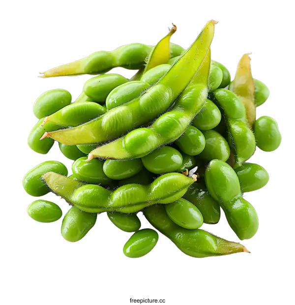 [Transparent Background PNG]Fresh Green Soybeans on White Background