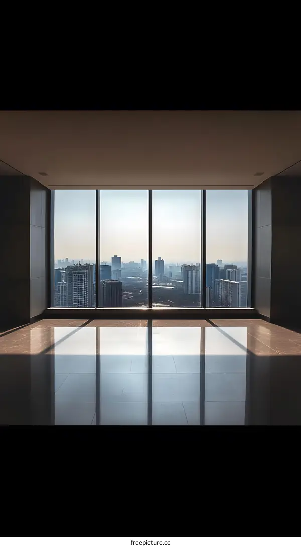 Modern Office Interior with City View Window