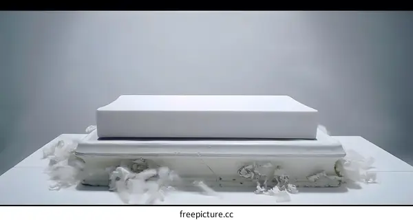 White Sculpture on a White Platform with White Fabric