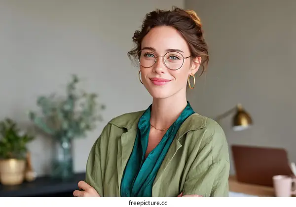 Confident Woman in a Modern Office Setting
