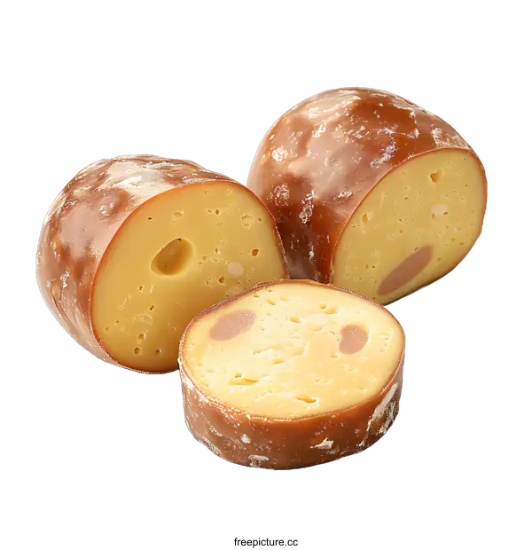 [Transparent Background PNG]Smoked cheese slices isolated on white background