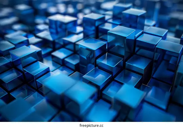 Abstract Blue Glass Cityscape