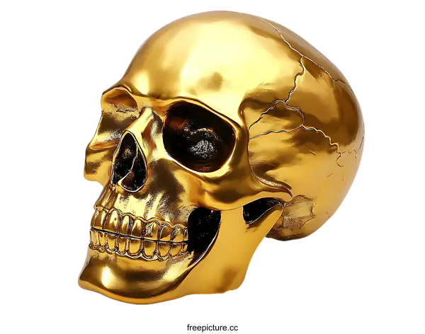 [Transparent Background PNG]Golden Skull Decorative Sculpture