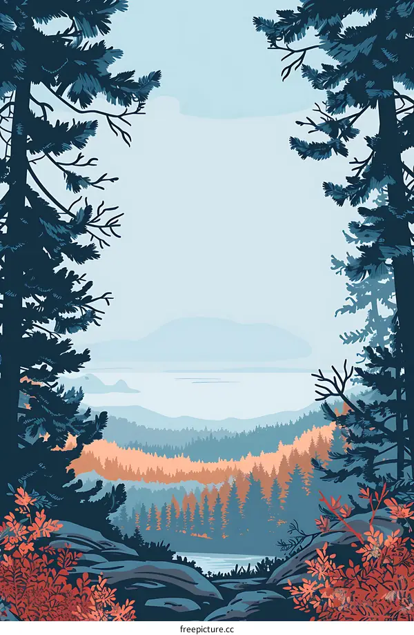 Beautiful View of Landscape with Mountains and Forest