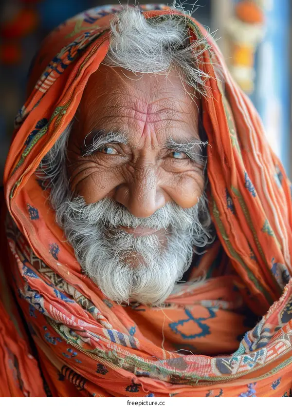 Close-up Portrait of a Senior Indian Man
