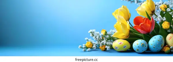 Colorful Easter Flowers and Eggs Decoration