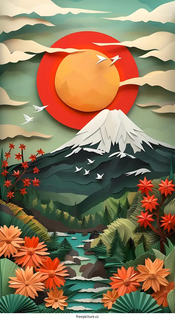 Paper Cut Mountain Sunrise