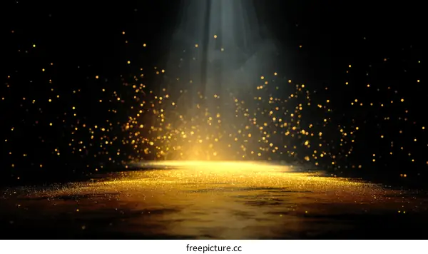 Golden Glitter Background with Spotlight