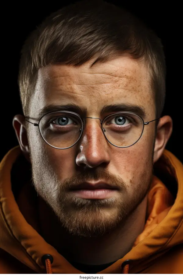 Portrait of a young man with glasses and a beard