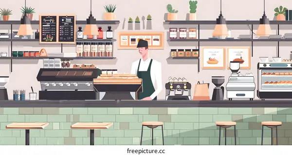 Barista Making Coffee in Cafe