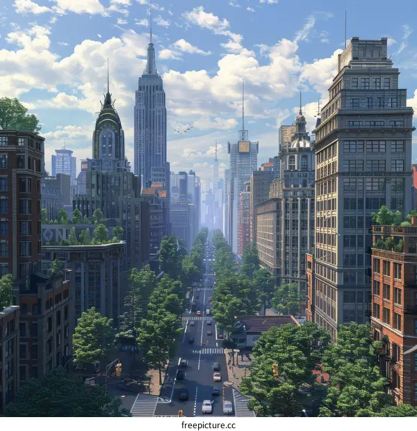 Aerial View of a Modern City Street