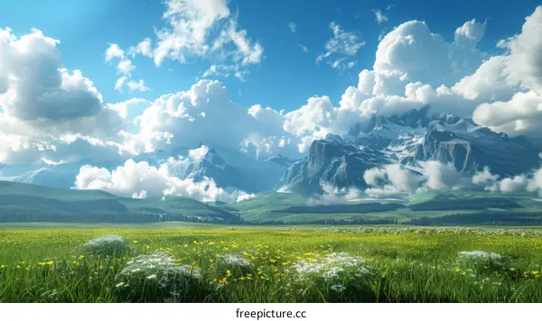 Mesmerizing Alpine Meadow Landscape with Majestic Mountains