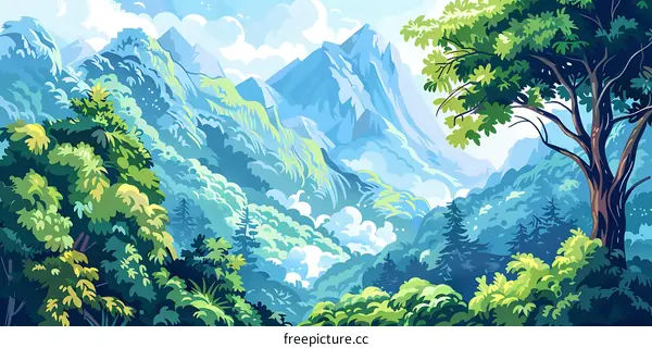 Mountain Range With Lush Green Trees