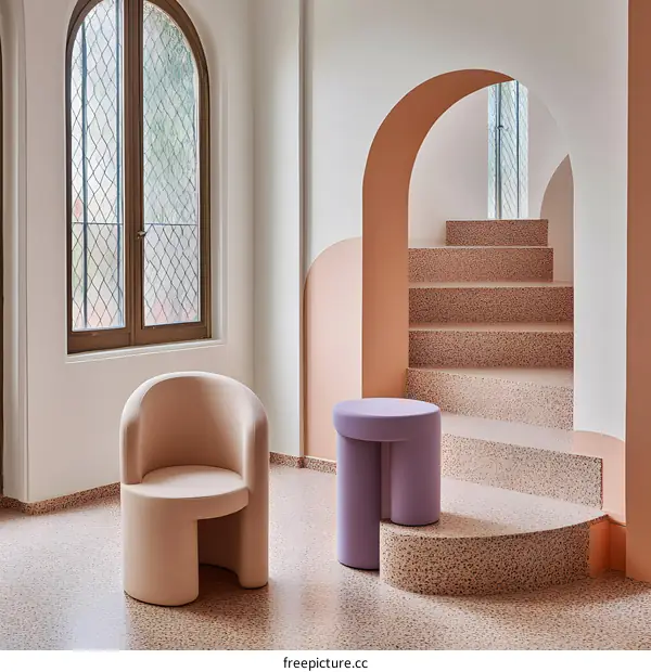 Modern Interior Design with Pink and Purple Furniture