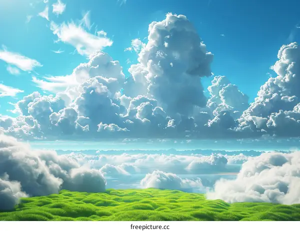 Beautiful Sky and Green Fields Illustration