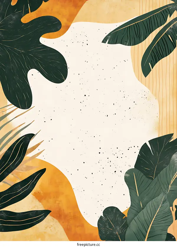 Abstract Tropical Leaves Watercolor Illustration