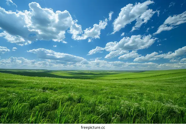 Grassland Landscape Under a Blue Sky