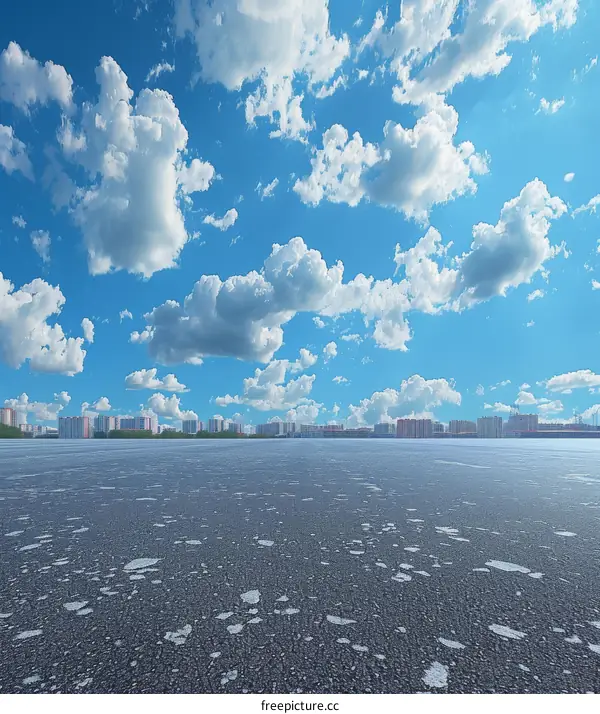 Cityscape with Azure Sky and Gossamer Clouds
