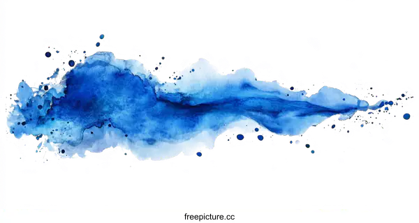 [Transparent Background PNG]Abstract Watercolor Blue Paint Splatter