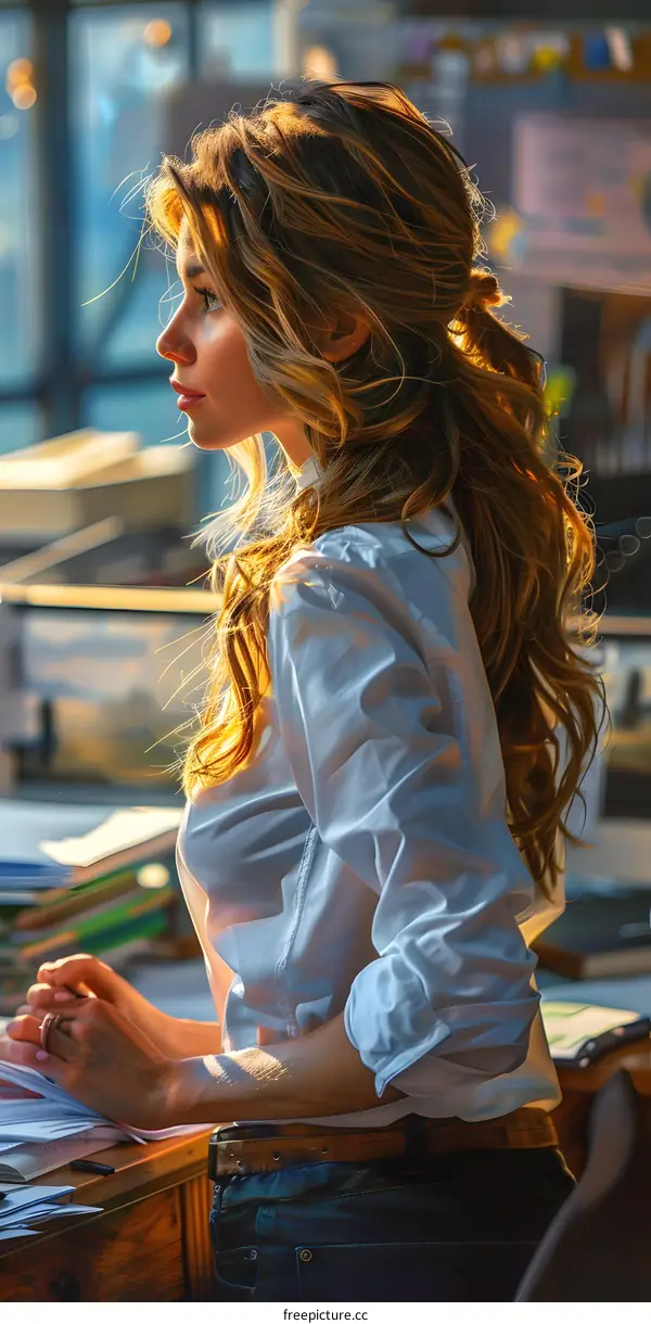 portrait of a beautiful young woman in a white blouse