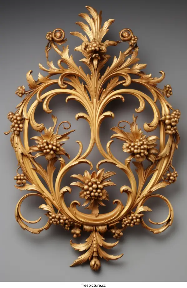 A wooden decorative panel with a grapevine motif