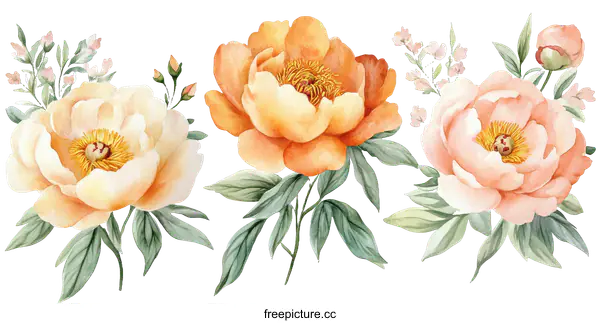 [Transparent Background PNG]Watercolor Floral Arrangement with Peonies