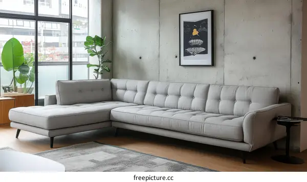 Modern Grey Sectional Sofa in a Stylish Living Room