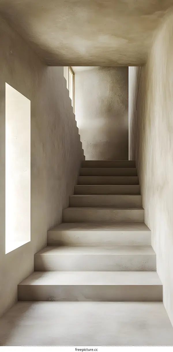 Modern Concrete Staircase in a Minimalist Interior Design