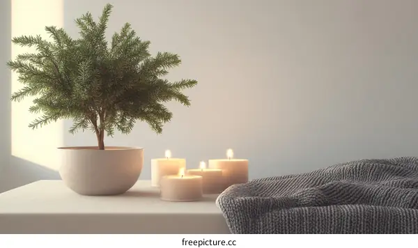 Calm and Cozy Interior Scene with Greenery