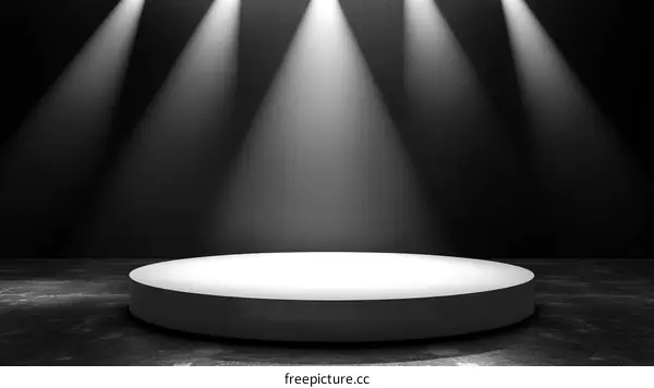 Empty Stage with Spotlight and Circular Platform