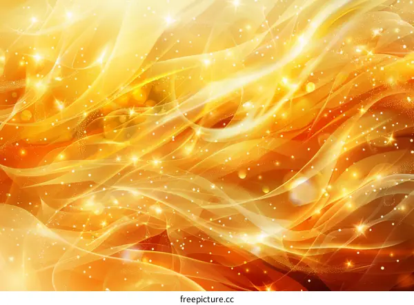 Luxurious golden silky waves with shiny stardust
