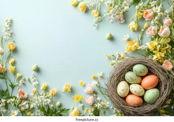Easter Floral Arrangement with Eggs