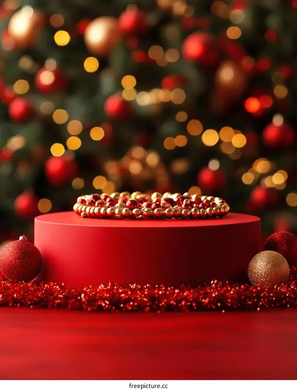 Christmas Decorations on Red Display Stand