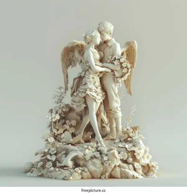 Romantic Sculpture of Two Lovers