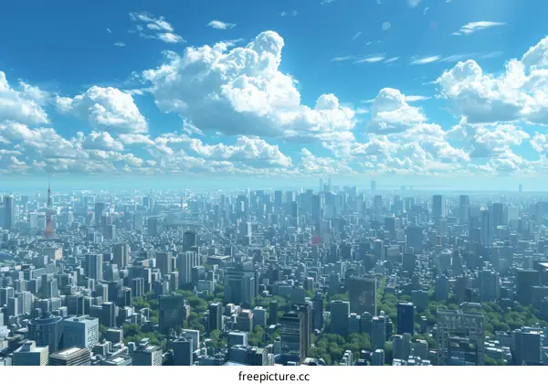 Panoramic View of a Modern Metropolis Cityscape