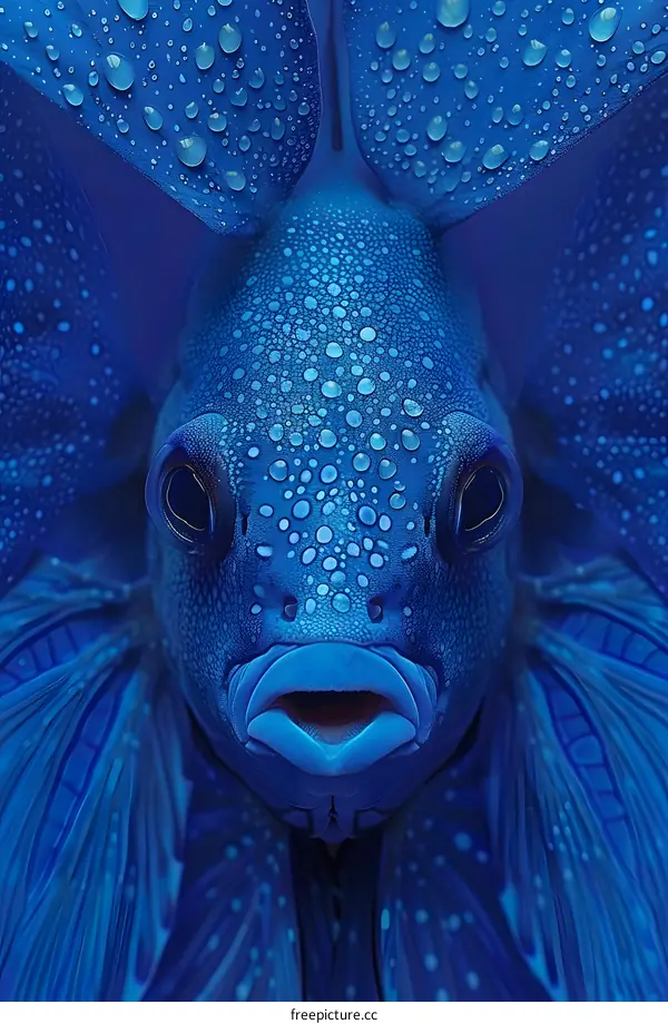 Blue Fish with Water Droplets