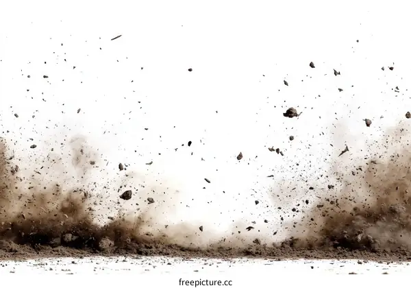 Powerful Explosion of Brown Soil and Rocks
