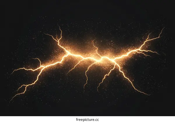 Abstract Lightning Striking Through Dark Background