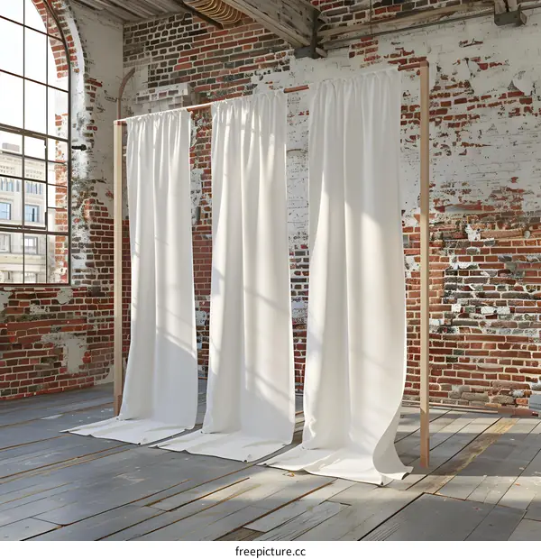 White Curtains in a Brick Room